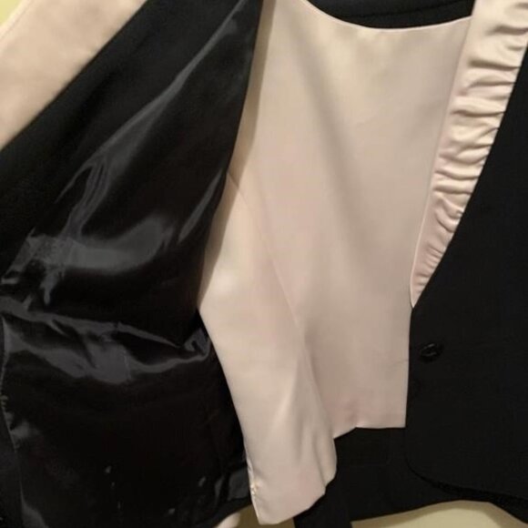 KASPER Black & Blush Pink 2 piece power suit jacket built in shell & skirt 14 P - Picture 3 of 5